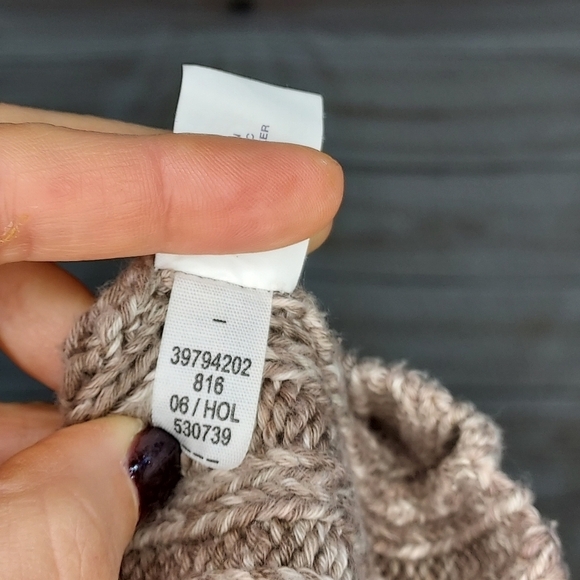 GAP cardigan sweater collared cable knit button front marled brown khaki tan M - Picture 8 of 8